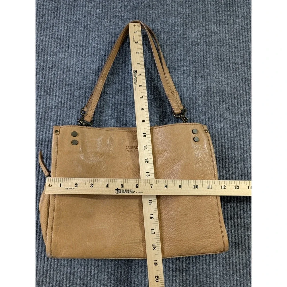 American Leather‎ Co Lenox Triple Entry Satchel Bag Purse Leather Cafe Latte